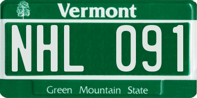 VT license plate NHL091