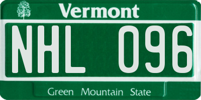 VT license plate NHL096