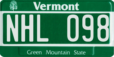 VT license plate NHL098