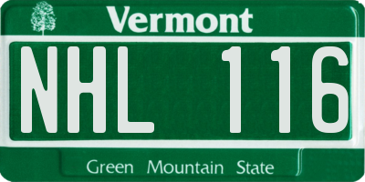 VT license plate NHL116