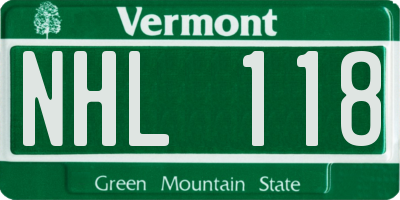 VT license plate NHL118
