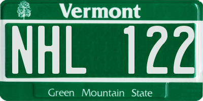 VT license plate NHL122