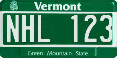 VT license plate NHL123