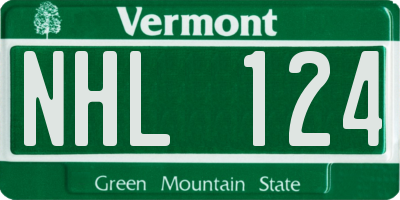 VT license plate NHL124