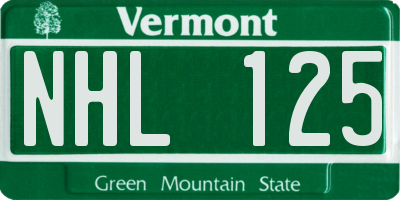 VT license plate NHL125