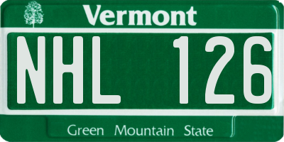 VT license plate NHL126