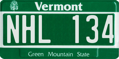 VT license plate NHL134
