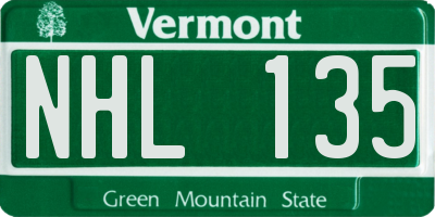 VT license plate NHL135