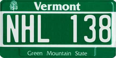 VT license plate NHL138