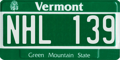 VT license plate NHL139