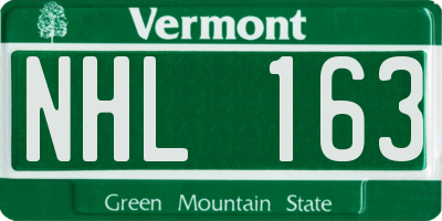 VT license plate NHL163