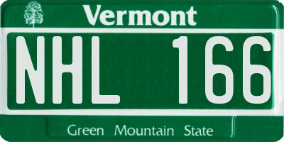 VT license plate NHL166