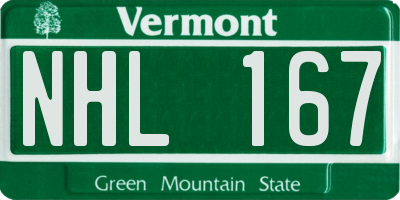 VT license plate NHL167