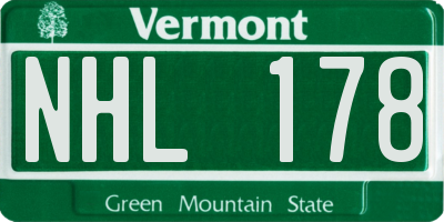 VT license plate NHL178