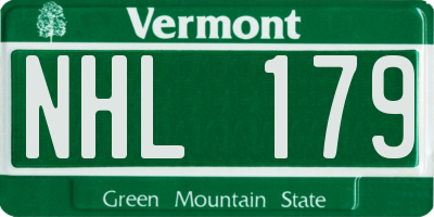 VT license plate NHL179