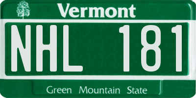 VT license plate NHL181
