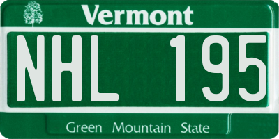 VT license plate NHL195