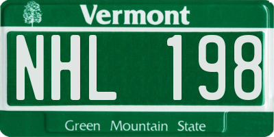 VT license plate NHL198