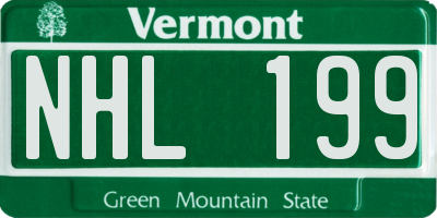 VT license plate NHL199