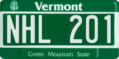 VT license plate NHL201
