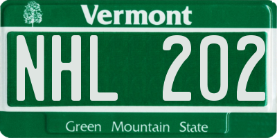 VT license plate NHL202