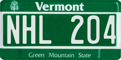 VT license plate NHL204