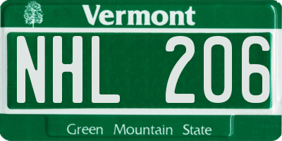 VT license plate NHL206