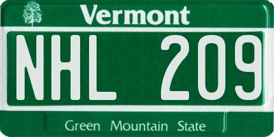 VT license plate NHL209