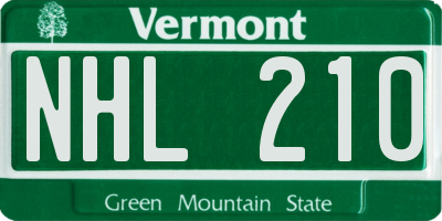 VT license plate NHL210