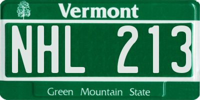 VT license plate NHL213