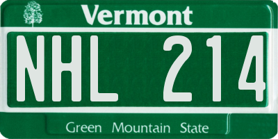 VT license plate NHL214