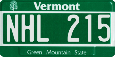 VT license plate NHL215