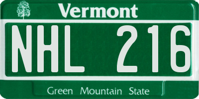 VT license plate NHL216