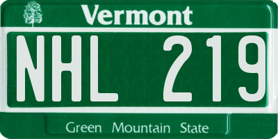 VT license plate NHL219