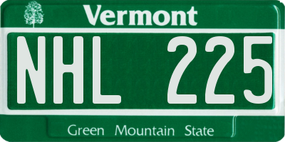 VT license plate NHL225