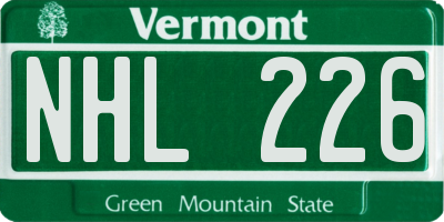 VT license plate NHL226