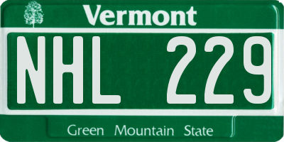VT license plate NHL229