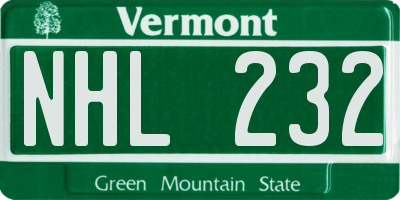 VT license plate NHL232