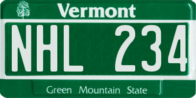 VT license plate NHL234