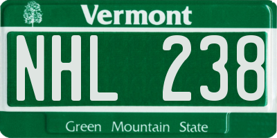 VT license plate NHL238