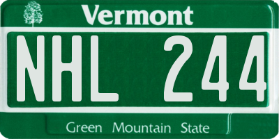 VT license plate NHL244