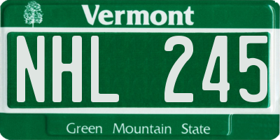 VT license plate NHL245