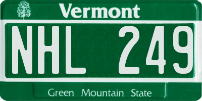 VT license plate NHL249