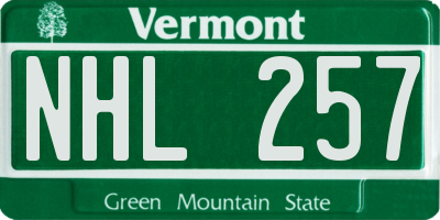 VT license plate NHL257