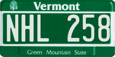 VT license plate NHL258