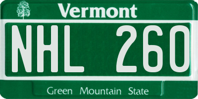 VT license plate NHL260