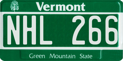 VT license plate NHL266