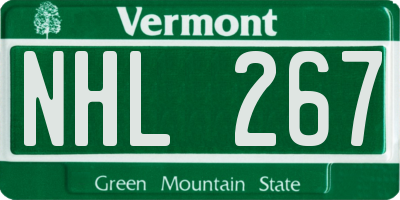 VT license plate NHL267