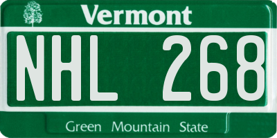 VT license plate NHL268