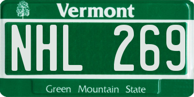 VT license plate NHL269